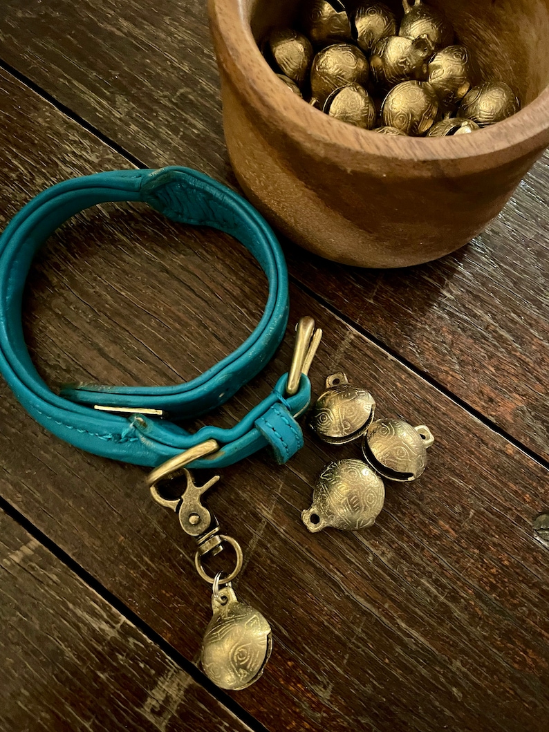 Dog Collar Bell Antique Inspired Brass Sleigh Bell Pet Etsy