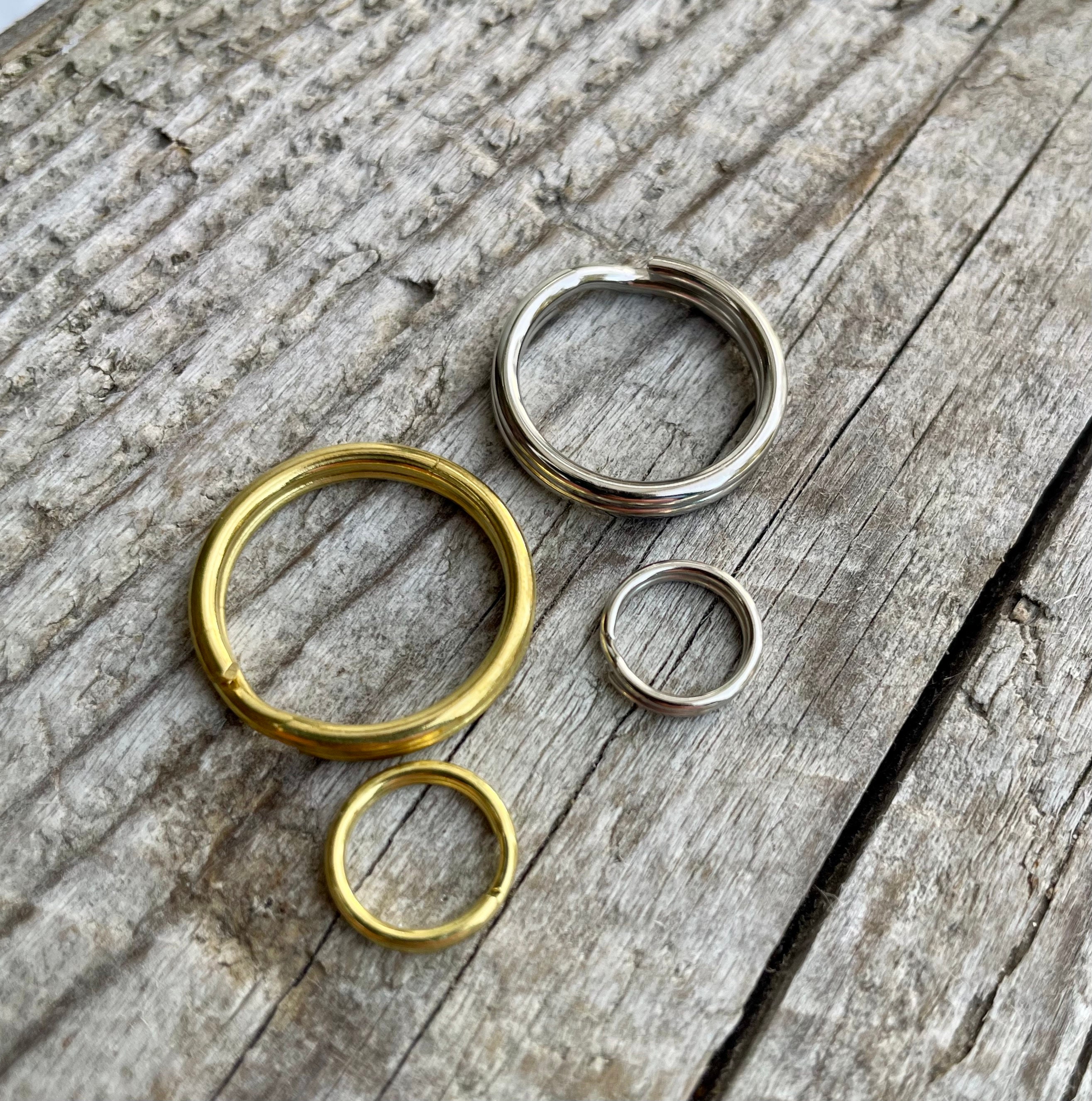 Brass or Nickel Split Ring, Small Keychain, ID Tag Attachment Extra ...
