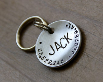 Custom Dog Tag / Custom Pet ID Tag - Small Dog Tag - Silver Dog Tag  -- Jack - Custom 1'' Brushed Aluminum