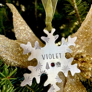 Ornament for Pet Personalized Dog Ornament Christmas Ornament Personalized Hand Stamped Snowflake Ornament Personalized Ornament image 3