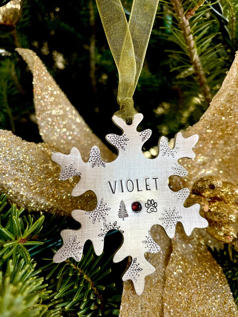 Ornament for Pet Personalized Dog Ornament Christmas Ornament Personalized Hand Stamped Snowflake Ornament Personalized Ornament image 3