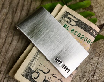 Pince à billets personnalisée | Cadeau pour 10e anniversaire - 10e anniversaire en étain traditionnel | Pince à billets en aluminium avec marque de pointage - Pince à billets argentée