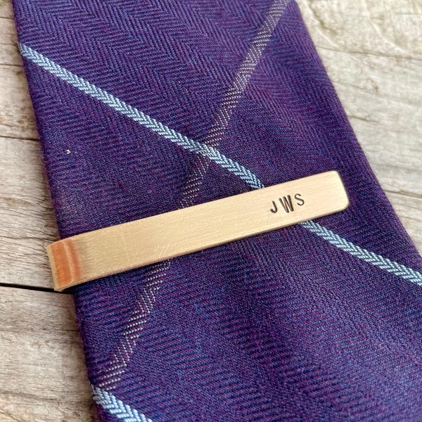 Bronze Anniversary Gift - 8th Anniversary Gift for Him - Custom Tie Tack / Personalized Tie Bar / Tie Clip - Personalized Monogram Tie Tack