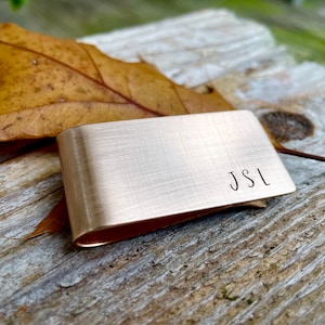 Fermasoldi in bronzo con monogramma personalizzato, fermasoldi personalizzato per papà, testimoni dello sposo o festa di nozze - regalo per l'ottavo anniversario in bronzo per lui