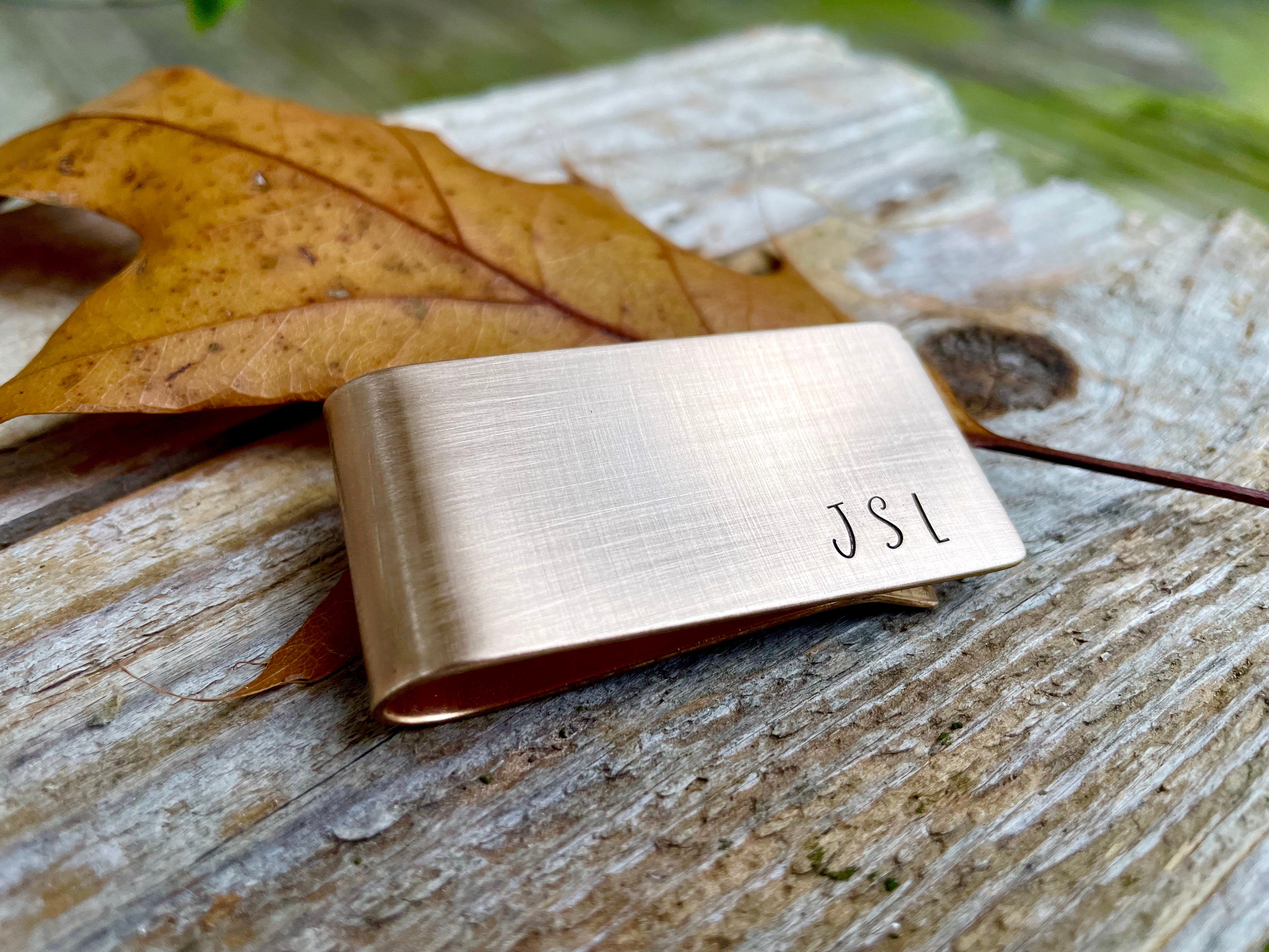 Personalized Monogram Bronze Money Clip, Custom Wallet Clip for Dad, Groomsmen, Wedding Party, 8th or 19th Anniversary Gift for Him, Husband