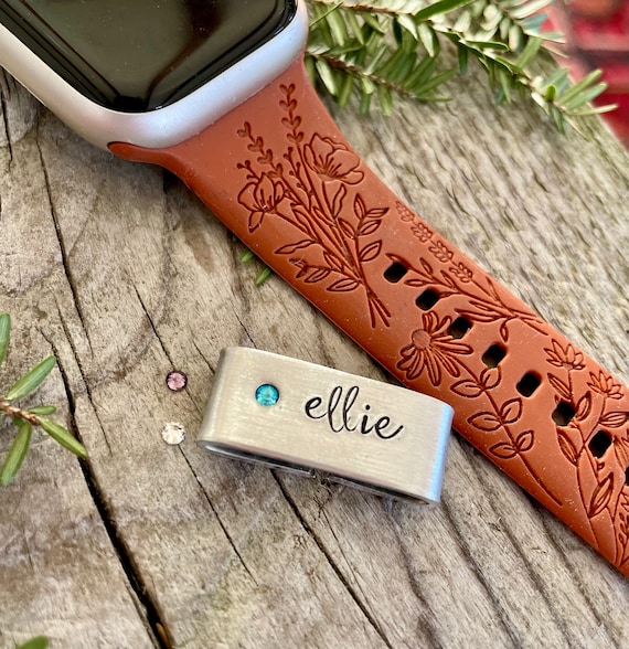NEW 4 Engraved Apple Watch bands with Charms Personalized Apple Watch Charms - Custom Engraved, Stylish  main image 3