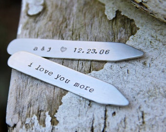 Custom Collar Stays / Engraved Collar Stiffeners - Gift for Groom / Wedding Gift / Anniversary Gift in Nickel Silver
