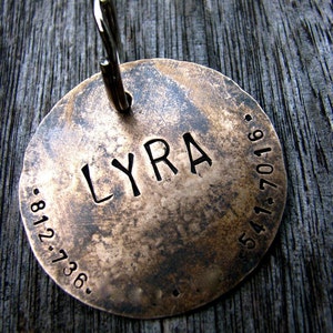 Dog Tag, Bronze Pet ID Tag - Harvest Moon, in XL 1.5&#39;&#39; Weathered Bronze