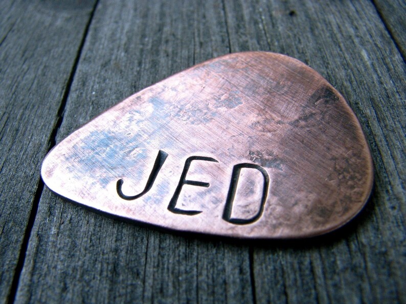 Custom Guitar Pick in Copper 7th Anniversary Gift For Him Personalized Copper Gift for Dad, Husband or Boyfriend image 5