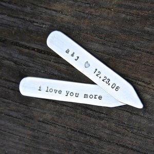 Custom Collar Stays / Engraved Collar Stiffeners Gift for Groom / Wedding Gift / Anniversary Gift in Nickel Silver image 5