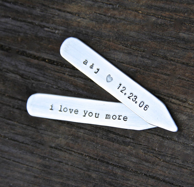 Custom Collar Stays / Engraved Collar Stiffeners Gift for Groom / Wedding Gift / Anniversary Gift in Nickel Silver image 5