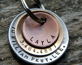 Dog Tag /Custom Dog Tag / Pet ID Tag - in Mixed Metal (Copper, Bronze, Aluminum) - LAYLA