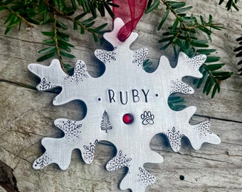 Ornament for Pet - Personalized Dog Ornament - Christmas Ornament Personalized  - Hand Stamped Snowflake Ornament - Personalized Ornament