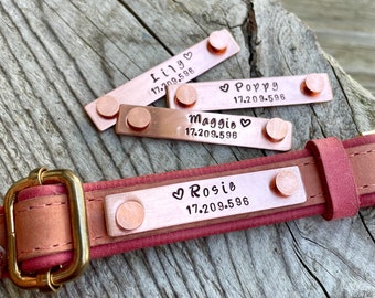 Custom Rivet On Dog Tag - Dog Collar Nameplate - Personalized Pet ID Tag - Dog Collar Quiet Tag - Screw On Tag for Small Collars