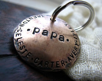 Custom Personalized Keychain for Grandparent - Grandpa Gift, Father's Day Gift in Bronze, Keychain for Men, Personalized Papa Gift