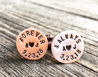 Custom Cuff Links - Rose Gold Cufflinks - Copper Anniversary Gift - Gifts for Groomsmen, Copper Cufflinks, 7th Anniversary Gift