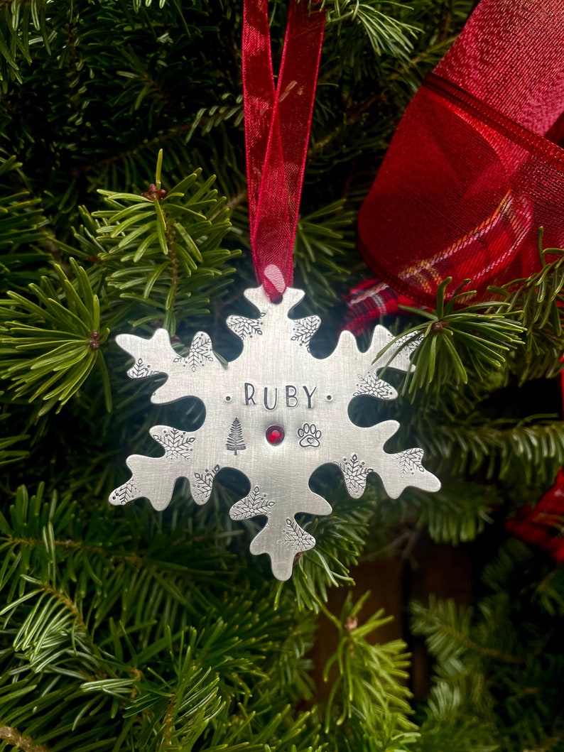 Ornament for Pet Personalized Dog Ornament Christmas Ornament Personalized Hand Stamped Snowflake Ornament Personalized Ornament image 4