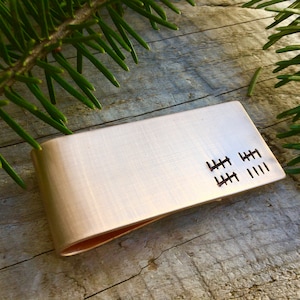 Bronze Jubiläum Geldklammer | Geschenk zum 19 Tally Mark Individuelle Geldspange - Personalisierte Geldspange - Geldspange in Bronze