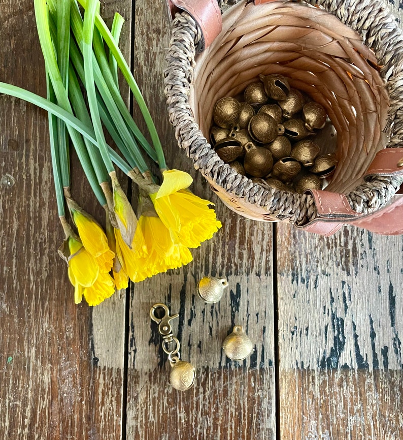 Dog Collar Bell Antique Inspired Brass Sleigh Bell Pet Etsy