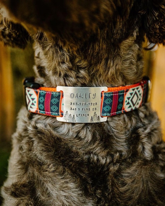 Benutzerdefinierte Hunde-ID-Schiebe-Halsband-Namensschild - Geruschloses  Hundehalsband-Namensschild - Stiller Hundemarke fr Hunde - Walddesign  Metall Haustier-ID - Etsy.de