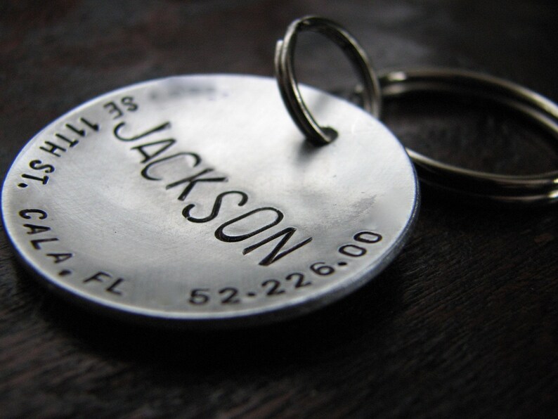 Large Dog Tag /Custom Dog Tag XL Big Boned 1.5'' Hand Stamped, Brushed Aluminum image 6