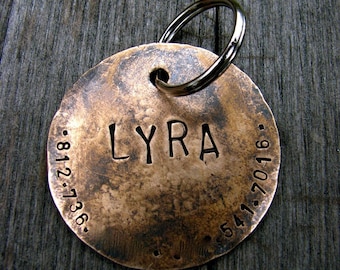 Dog Tag /Custom Dog Tag / Pet ID Tag - Harvest Moon, in XL 1.5'' Rustic Antiqued Weathered Bronze