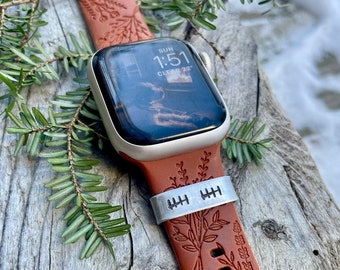 10th Anniversary Gift, Tin Anniversary Gift, Personalized Watch Band Charm, Custom Smart Watch Cuff, Tally Marks, Aluminum Anniversary Gift