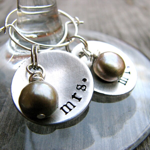 Mr & Mrs. Wine Charms, Perfect for Wedding Gift, Bridal Shower or Anniversary