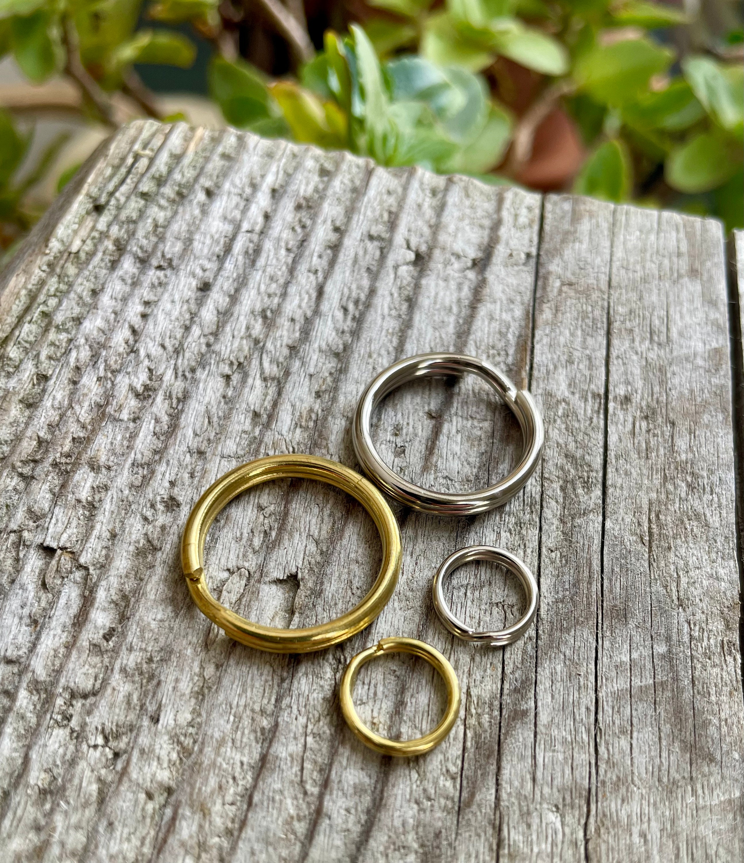 Brass or Nickel Split Ring, Small Keychain, ID Tag Attachment Extra ...
