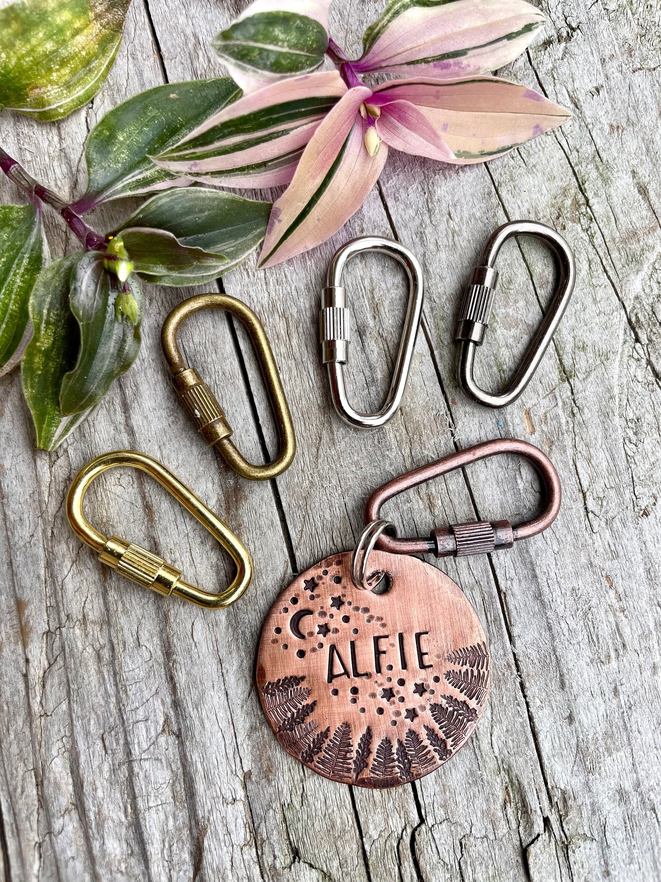 EDC Titanium Keychain, Key Ring, Carabiner, Copper Anodize, Slight Hues Of  Pink