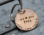Personalized Father's Day Keychain in Bronze - Custom Keychain for Dad - New Dad Gift - 1.25" Hand Stamped Bronze, Gift for Papa or Grandpa