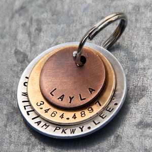 Custom Dog Tag / Pet ID Tag - Layla - in Mixed Metal (Copper, Bronze, Aluminum)