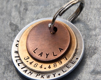 Custom Dog Tag / Pet ID Tag - Layla - in Mixed Metal (Copper, Bronze, Aluminum)