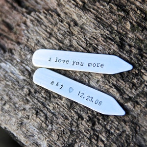 Custom Collar Stays / Engraved Collar Stiffeners Gift for Groom / Wedding Gift / Anniversary Gift in Nickel Silver image 4