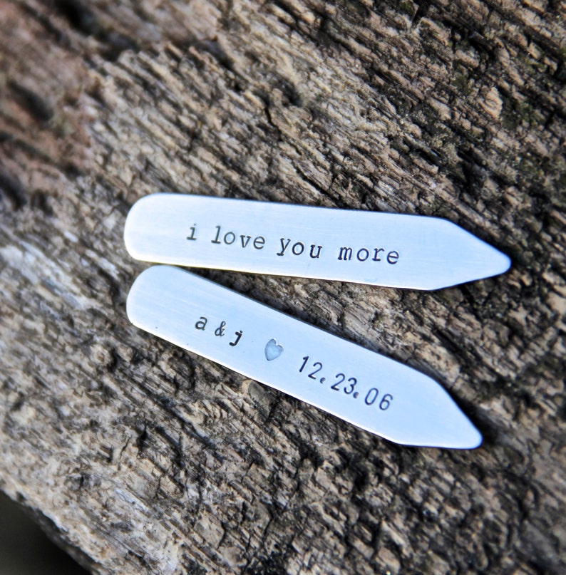 Custom Collar Stays / Engraved Collar Stiffeners Gift for Groom / Wedding Gift / Anniversary Gift in Nickel Silver image 4