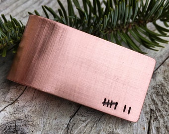 Copper Anniversary Money Clip | 7th Anniversary Gift | Tally Mark Custom Money Clip - Personalized Money Clip - Money Clip in Copper