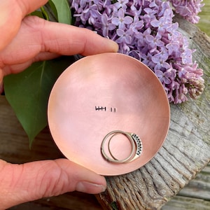 Copper 7th Anniversary Ring Dish Personalized, 7th, 22nd Tally Anniversary Gift, Custom Copper Trinket Dish, Wedding Gift for Her, for Him