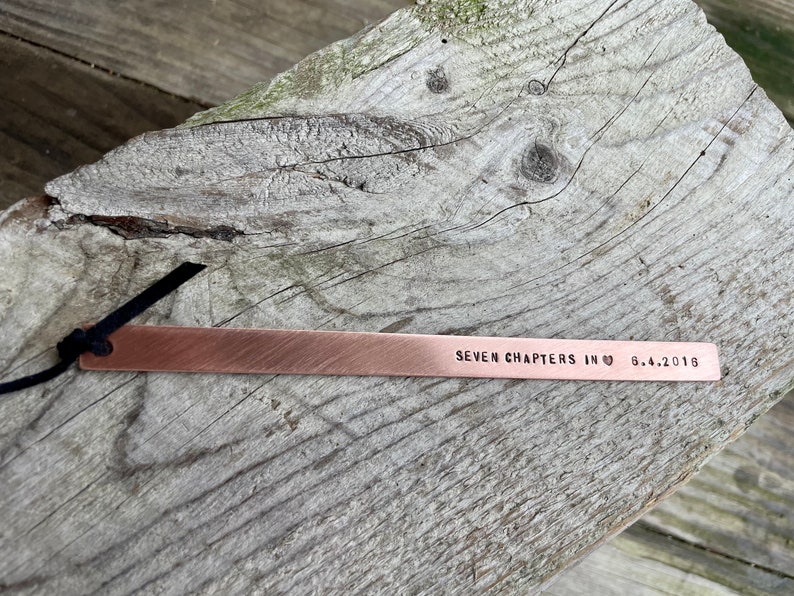 Copper Anniversary Bookmark, 7th Anniversary Gift Metal Bookmark Custom Quote Bookmark, Personalized Bookmark, Gift for Book Lovers image 3