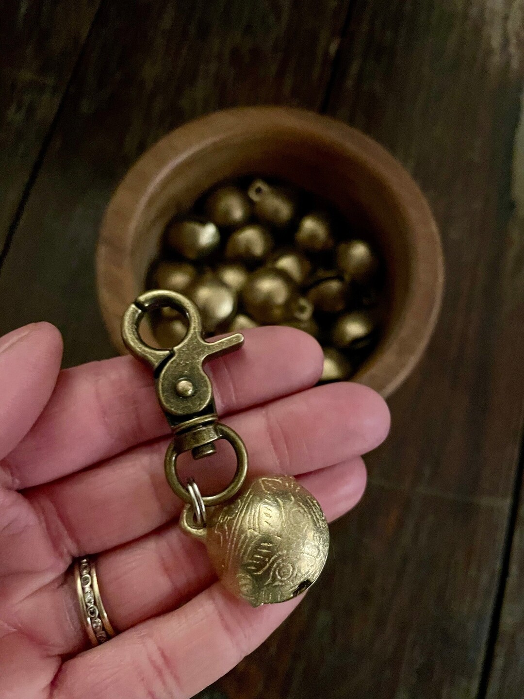 Dog Collar Bell Antique Inspired Brass Sleigh Bell Pet Etsy