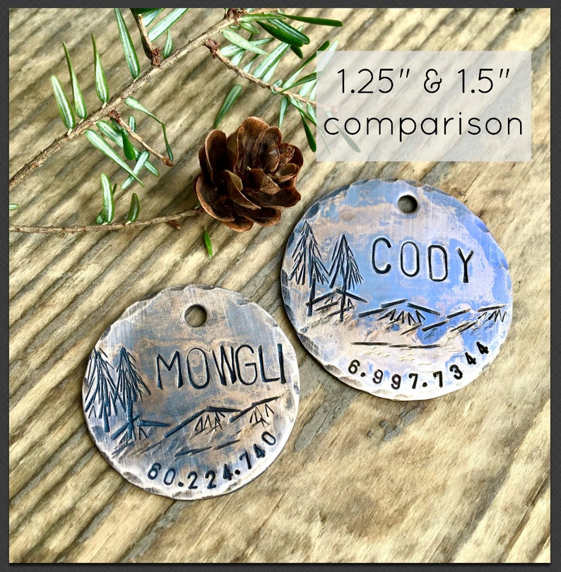 Personalized PetDog Tag Custom Mountain Dog Tag Engraved Dog Tag Dog Collar Tag