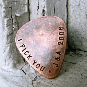 Custom Guitar Pick in Copper 7th Anniversary Gift For Him Personalized Copper Gift for Dad, Husband or Boyfriend image 4