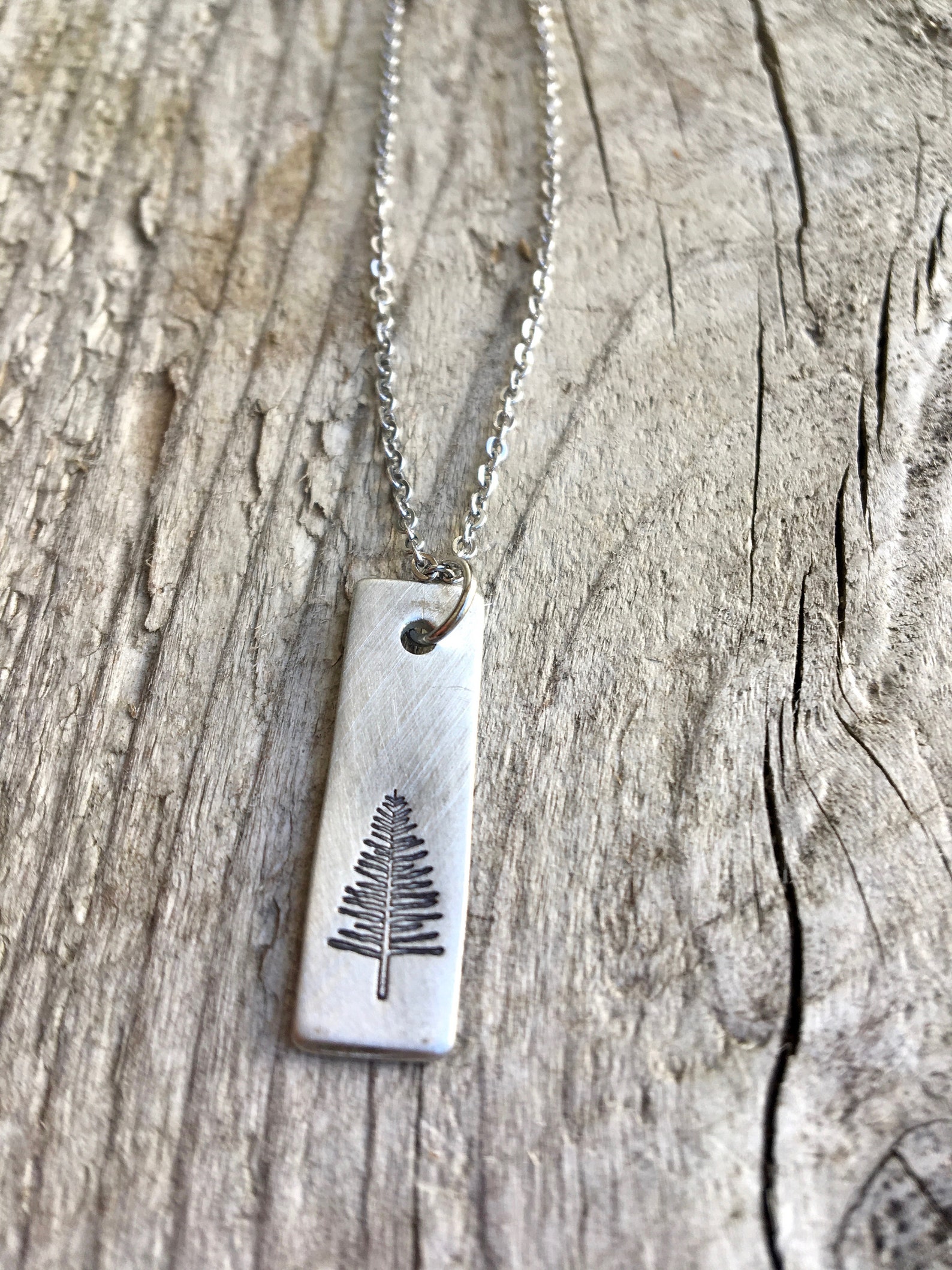 Pine Tree Necklace Simple Tree Necklace Evergreen Necklace Etsy