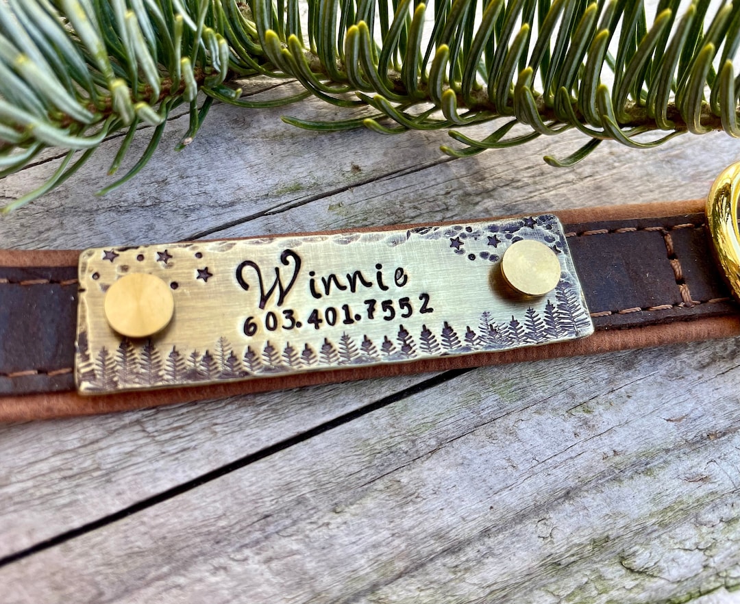 Dog Collar Rivet Nameplate, Custom Brass Collar Nameplate Personalized
