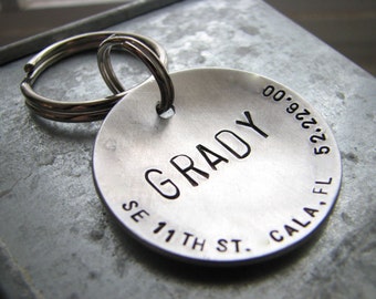 Large Dog Tag /Custom Dog Tag - XL Big Boned - 1.5'' Hand Stamped, Brushed Aluminum