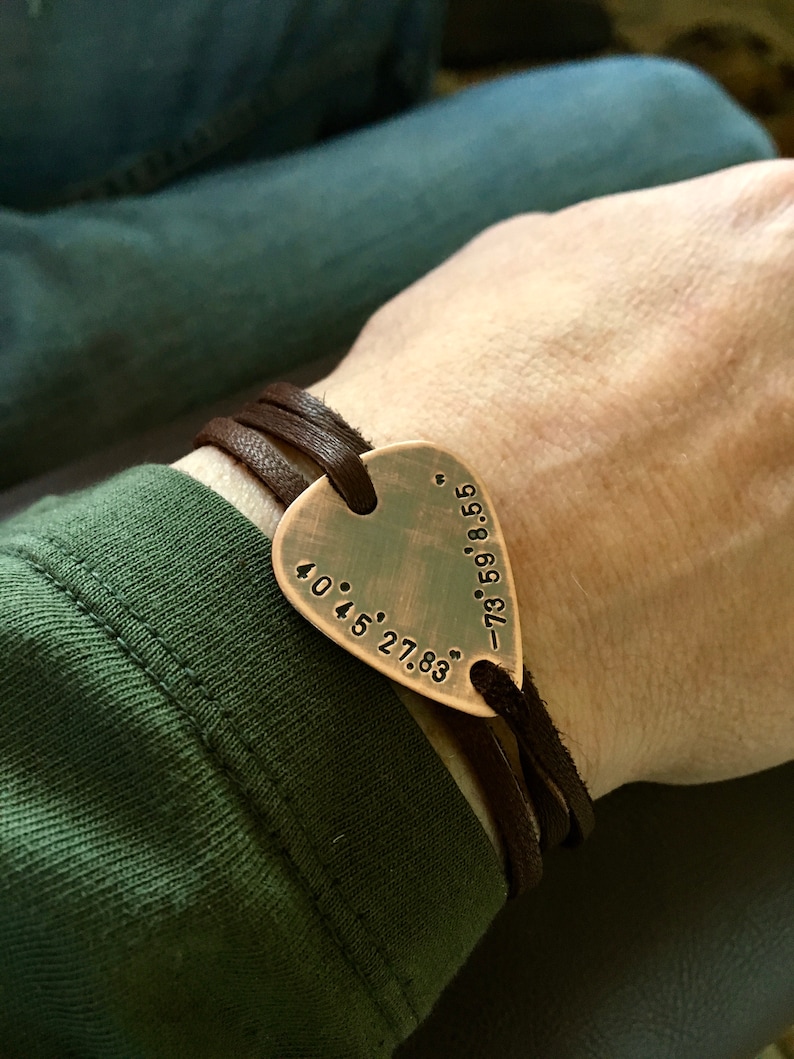 Custom Guitar Pick Wrap Bracelet in Copper and Leather Etsy