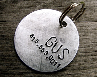 Custom Dog Tag / Custom Pet ID Tag -  Personalized Dog ID Tag - 1.25" - Gus Tag in Brushed Aluminum