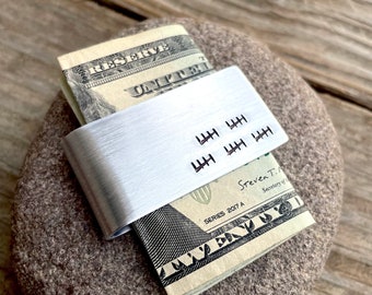 Custom Money Clip | 25th Silver Anniversary Gift - Aluminum Tin Money Clip - Tally Mark Clip - Gift for Husband - Personalized for Him