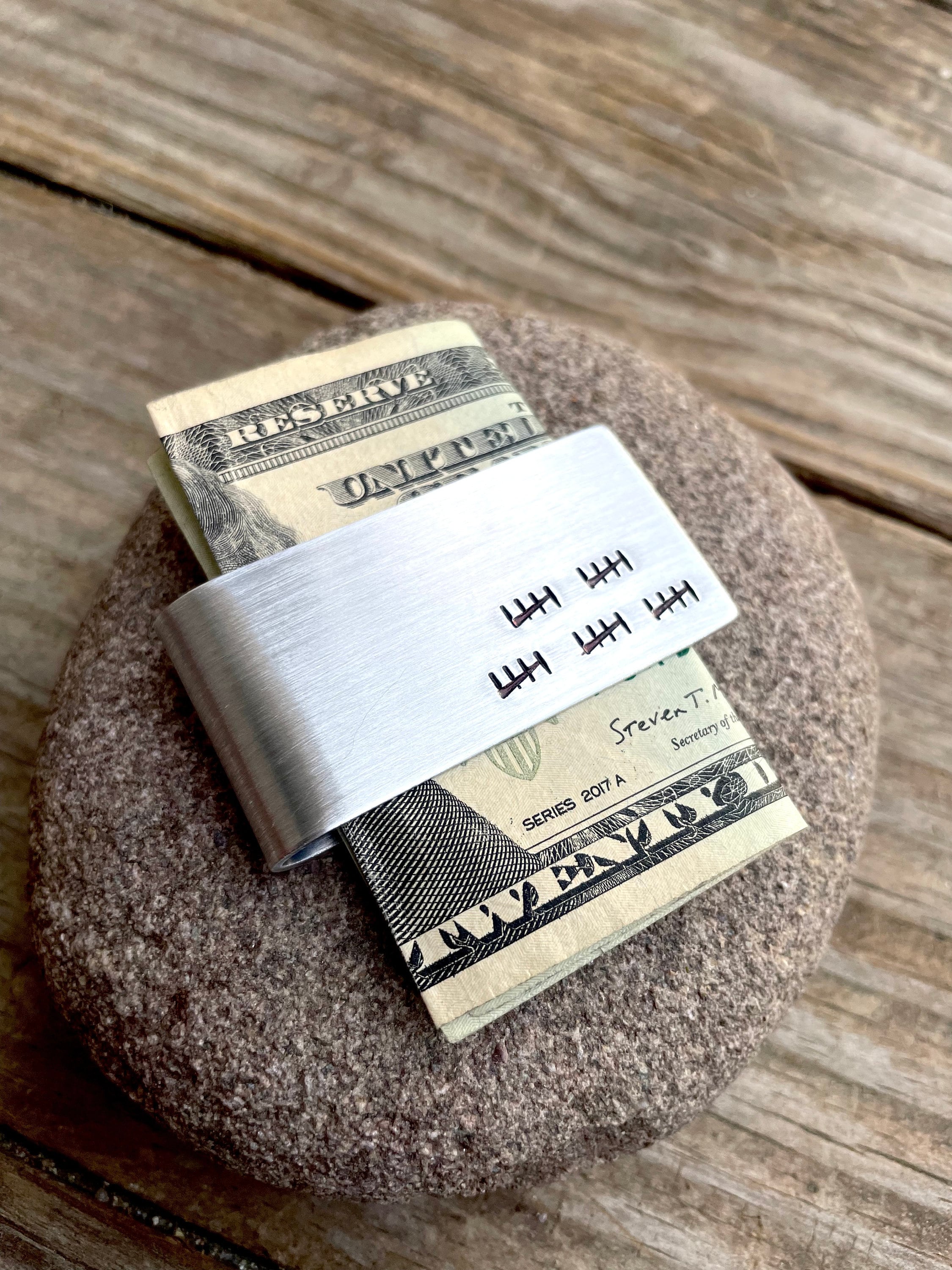 Hand-Stamped Tally Money Clip