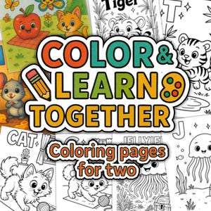 Alphabet Coloring Pages for Two Kids: Dual Difficulty ABC Learning (Digital Download)
