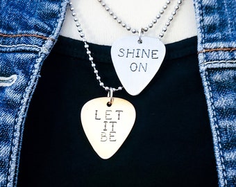 Custom Guitar Pick Necklace, Stamped Personalized Message, Guitar Gift, Song Lyrics, Custom Quote Gift, Memorial Necklace, Music Lover Gift